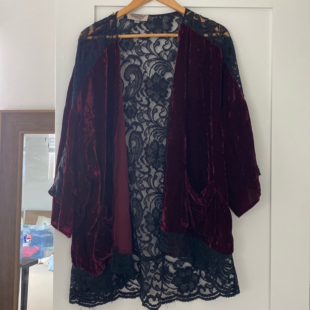 Maroon + Lace Kimono